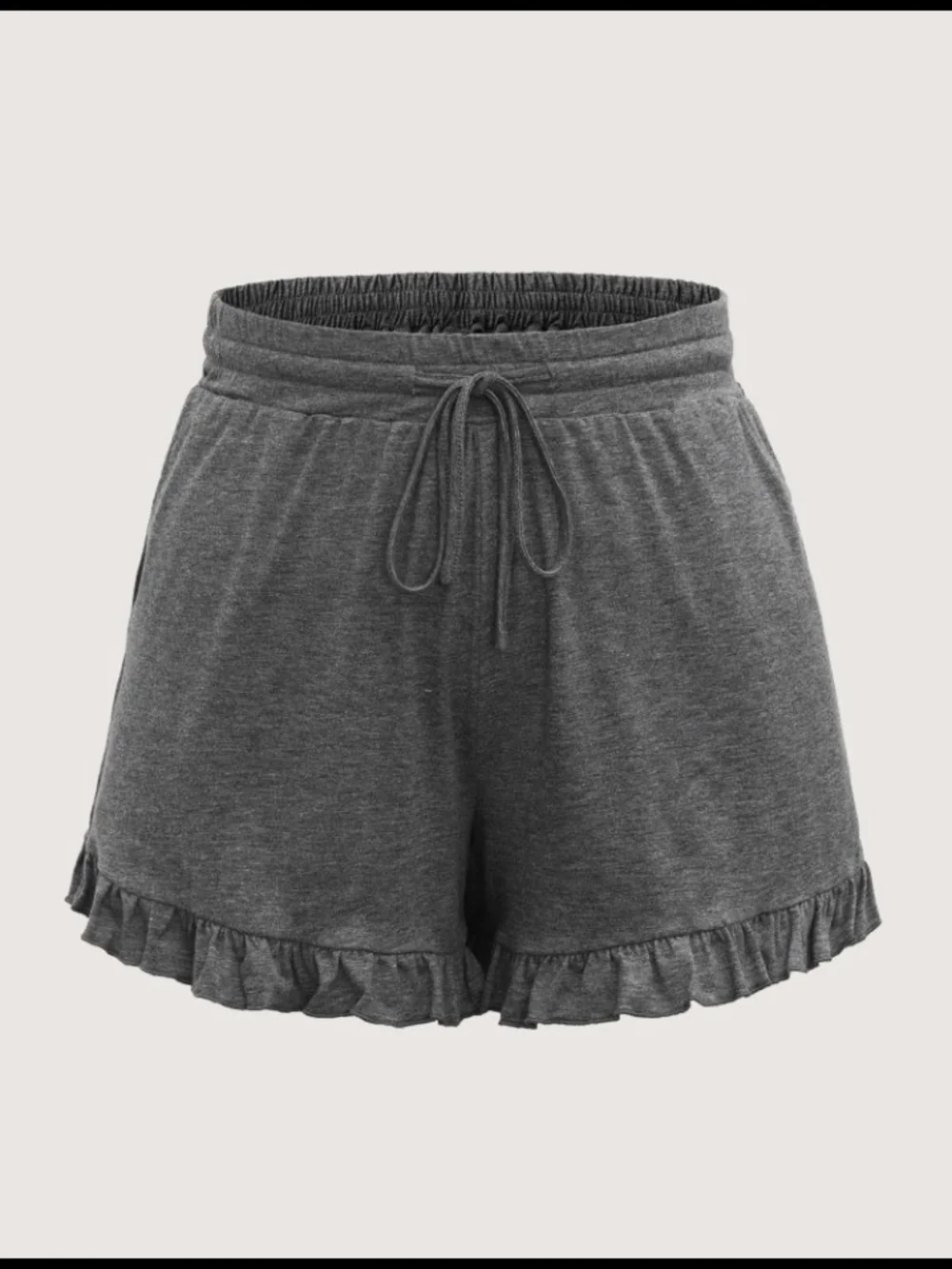 Bloomchic Cozy Ruffle Hem Women's Shorts - Charcoal - Picture 5 of 5